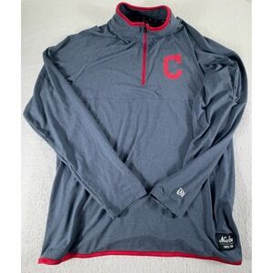 Cleveland Indians New Era Shirt Mens M Blue MLB Qtr 1/4 Zip Pullover Neck